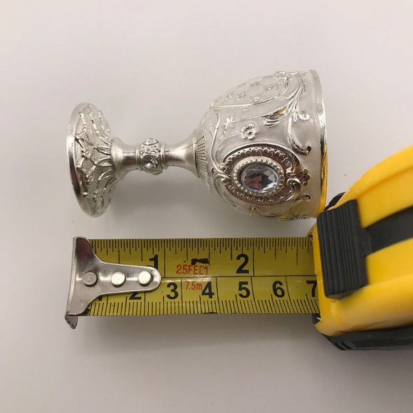 Vintage Metal Shot Glass Small Silver Goblet Gift Idea Home Decor - Picture 6 of 7